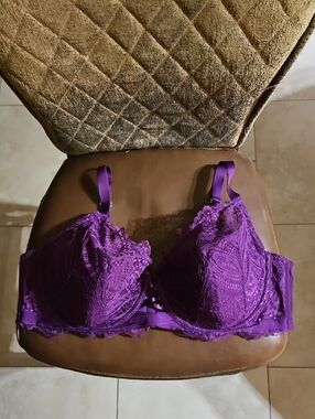 Cacique Lane Bryant Lightly Lined French Balconette Underwire Floral Lace Bra